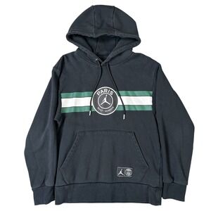 Air Jordan Paris Saint-Germain Hoodie Mens Small Black PSG Logo Fleece Pullover